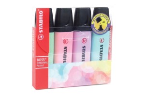 ESTOJO DE MARCA TEXTO STABILO BOSS PASTEL COM 4 UNI
