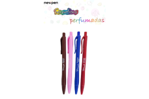 ESFEROGRAFICA NEWPEN CLIC PERFUMADA - RS/MA/AZ/VM - 0.7 MM - PT/4