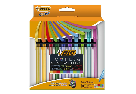 CANETA ESFEROGRAFICA CORES E SENTIMENTOS C/10