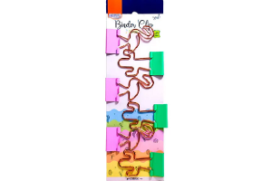 CLIPES PARA PAPEL BINDER 25MM - BLISTER C/ 6 UN - FORMATOS PASTEL: CACTOS E FLAMINGO