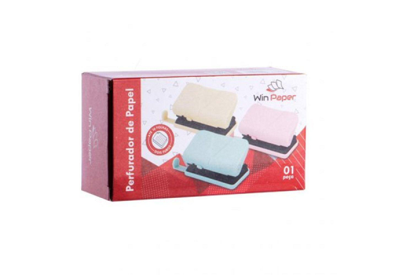 PERFURADOR DE PAPEL METAL 2 FUROS TONS PASTEIS