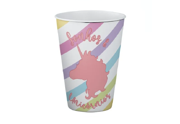 COPO DE PAPEL 250 ML C/8 UNI - UNICORNIO