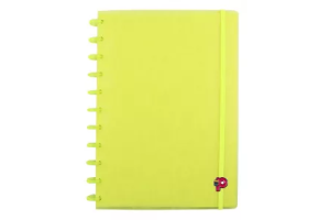 CADERNO POP DISC BUBBLE NEON GRANDE COR:AMARELO NEON
