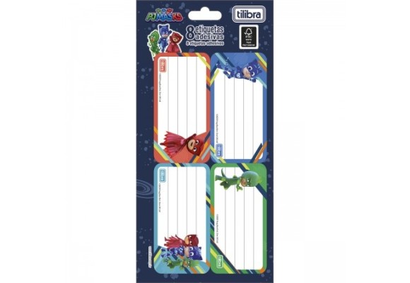 ETIQUETA ADESIVA PJ MASKS COM 8 UNIDADES