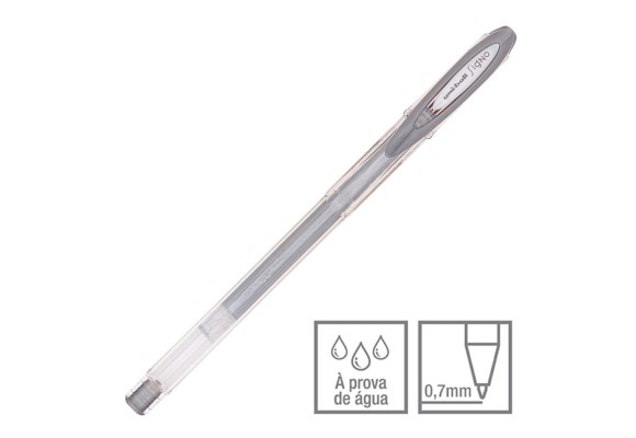 CANETA GEL UNIBALL SIGNO METAL PRATA